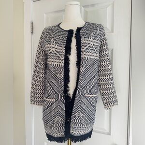 Lucky Brand Navy and Cream Knit Sweater